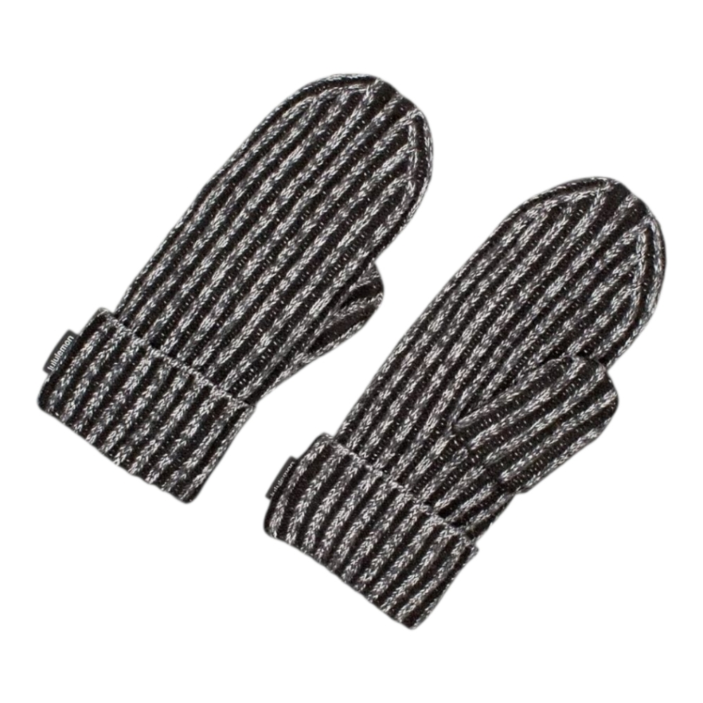 lululemon athletica Black and White Ribbed Knit Mittens